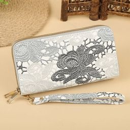 SYGA Women's Zip-Around Wallet with Flower Pattern, Card and Coin Holder(STYLE-01)-picture-41