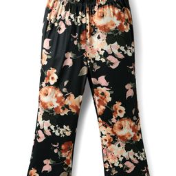 CrayonFlakes Knit Floral Printed Flared Leggings - Black-picture-45