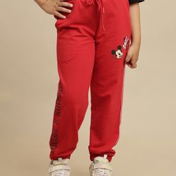 Kidsville Knit Disney Mickey & Friends Featuring Characters Printed Joggers - Red-picture-19