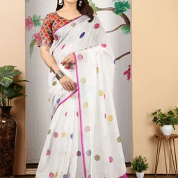 Anouk Polka Dot Linen Blend Saree-image-80