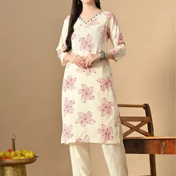 BKApparels Women Floral Printed Screen Print Daily Cotton Straight Kurta-picture-16
