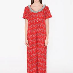 Clovia Red Floral Print Maternity Nighty-image-23