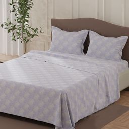 Layers Purple & White Floral 140 TC Queen Bedsheet with 2 Pillow Covers-picture-25