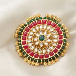 Panash Gold Plated Kundan Studded & Pearl Beaded Finger Ring-12