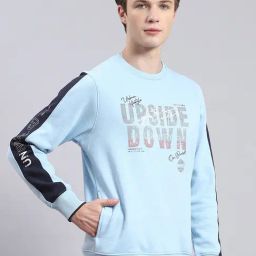 Monte Carlo Light Blue Regular Fit Printed Sweatshirt image 4