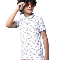 Crimsoune Club Boys Purple Cotton Regular Fit Floral Print T-Shirt-picture-11