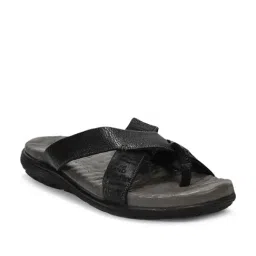 Woodland Men's Black Cross Strap Sandals-image-92
