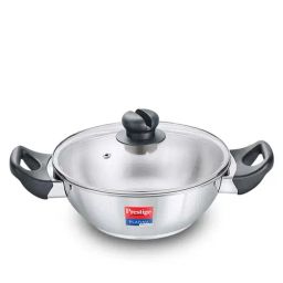Prestige Platina Popular Silver Stainless Steel 200 mm Kadai with Lid (1500 ml) - Set of 1-image-9