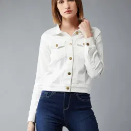 DOLCE CRUDO White Relaxed Fit Denim Jacket-image-74