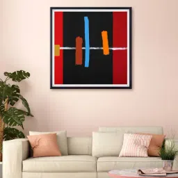 999store Black & Maroon Abstract Printed Canvas Painting-38