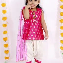 Little Bansi Kids Rani & Cream Embellished Suit Set-image-37