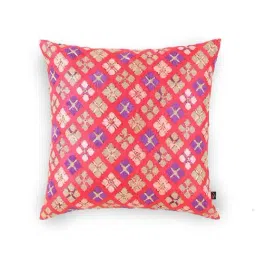 Home4U Multicolor Poly Dupion Large Cushion Cover - Set of 1-0