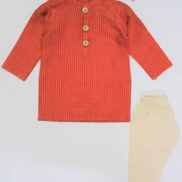Many Frocks Kids Orange Embellished Kurta Set-image-77