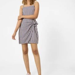 Only Multicolor Striped Wrap Dress-image-71