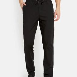 Octave Black Cotton Regular Fit Trackpants-picture-5