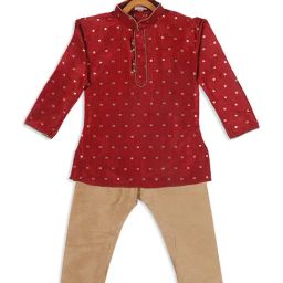VASTRAMAY SISHU Maroon & Gold Printed Kurta Set-image-64
