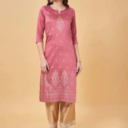 Rangmanch by Pantaloons Pink Printed Straight Kurta-picture-14