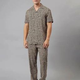 Hancock Beige Regular Fit Print Lounge Sets-image-34