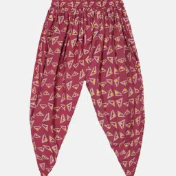 Kiddopanti Kids Maroon Printed Harem Pants-image-57