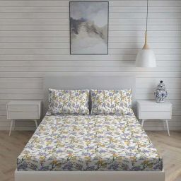Living Scapes by Pantaloons Multicoloured King Flat Bedsheet Set-34