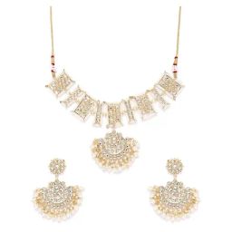 Zaveri Pearls Gold Tone Kundan & Pearls Wedding Collection Choker Necklace & Earring Set-ZPFK9645-5