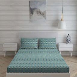 Living Scapes by Pantaloons Aqua King Flat Bedsheet Set-image-61