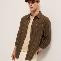 THE BEAR HOUSE Relaxed Vertical Striped Relaxed Fit Pure Cotton Casual Shirt-image-52