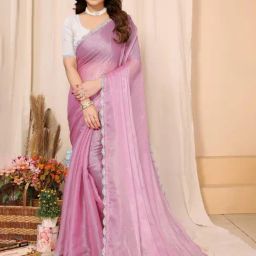 FABMORA Pink Embroidered Saree With Unstitched Blouse-picture-18