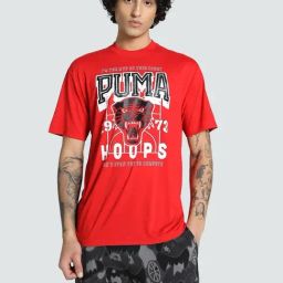 Puma Red Relaxed Fit Printed Sports T-Shirt-image-101