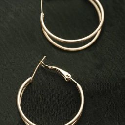 Karatcart Gold-plated Contemporary Hoop Earrings for Women-4