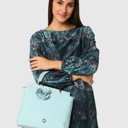 Caprese ROSA Blue Textured Small Handbag-image-79