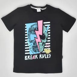YOUMAA Boys Black Cotton Graphic T-Shirt-image-52