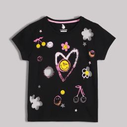 Li'l Tomatoes Girls Black Cotton Regular Fit Graphic Top-image-69