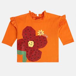 MINI KLUB Girls Floral Printed Flutter Sleeves Cotton Top-picture-45