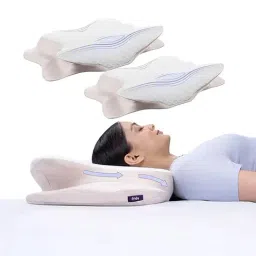 Frido Beige Memory Foam Basic Cervical Butterfly Pillow - Set of 2-picture-47