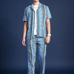 Hancock Blue Regular Fit Print Lounge Sets-image-36