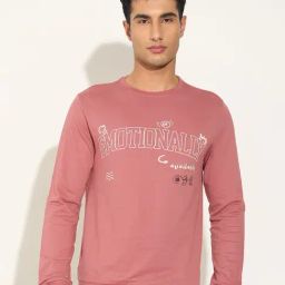 People By Pantaloons Candlelight Peach Slim Fit Printed Sweatshirt-picture-23