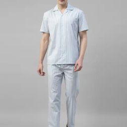 Hancock White Regular Fit Stripes Lounge Sets-image-73