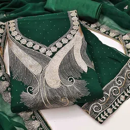 DIVASTRI Floral Embroidered Thread Work Unstitched Dress Material-image-27