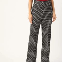 ZASTRAA Black & White Checks Trousers-image-38