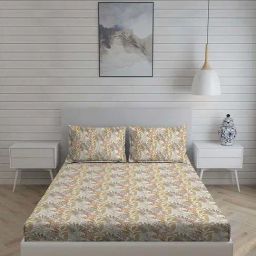 Living Scapes by Pantaloons Beige King Flat Bedsheet Set-image-59