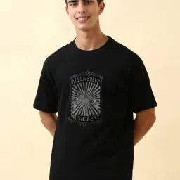 Allen Solly Black Cotton Loose Fit Graphic T-Shirt-picture-27