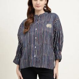 Zari Jaipur Blue Cotton Viscose Shirt-image-20