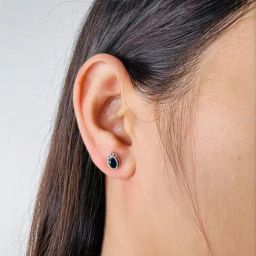 Arte Jewels 925 Sterling Silver Dark Blue Gem Stone Stud Earrings for Kids-image-94