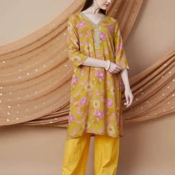 Melange By Lifestyle Yellow Regular Fit Printed Kurtas-image-59
