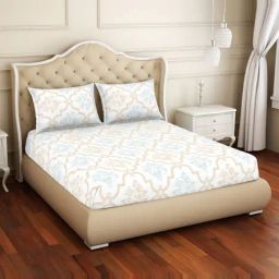 Welspun Abstract Red 150 TC Cotton King Bed Sheet with 2 Pillow Covers-picture-1