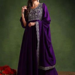 Vaamsi Purple Embroidered Anarkali Kurta-picture-11