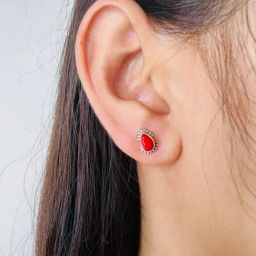 Arte Jewels 925 Sterling Silver Stone Stud Earrings for Kids-image-83