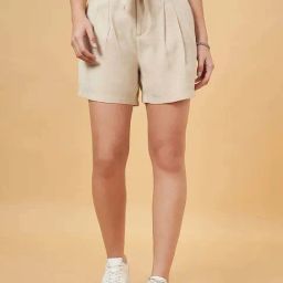 People by Pantaloons Beige Plain Shorts-picture-32