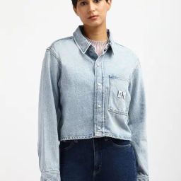 CALVIN KLEIN JEANS Blue Relaxed Fit Cotton Shirt-image-84